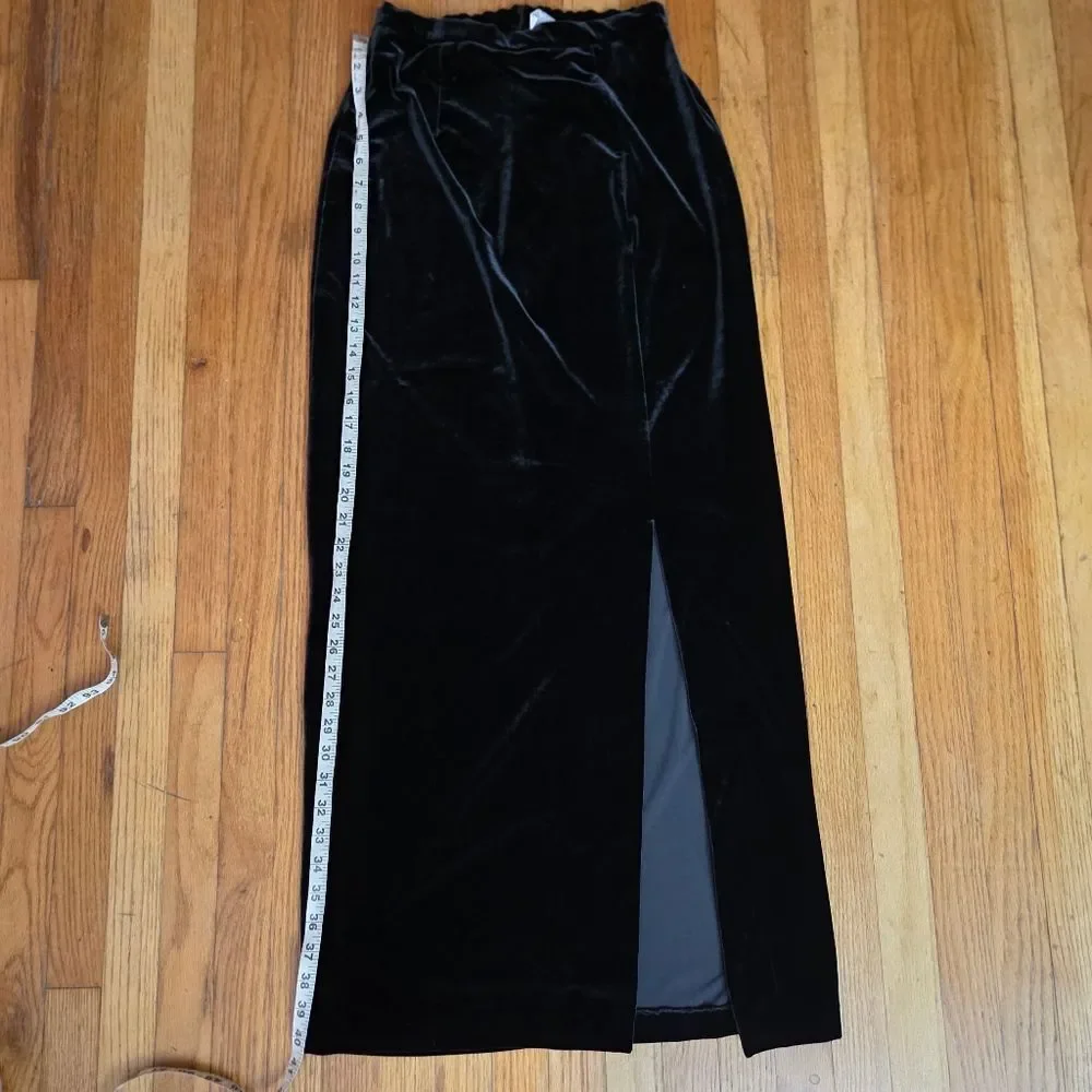 Vintage Velvet Maxi Skirt Black Witchy Dark Academia Gothic Y2K Size 6